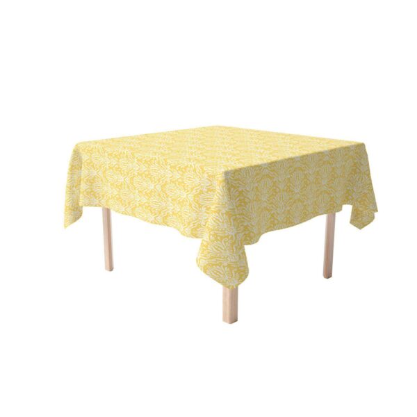 Square Tablecloth, 100% Polyester, 70x70 , Yellow Keyhole Damask