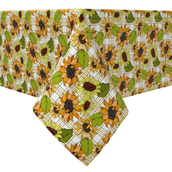 Square Tablecloth, 100% Cotton, 60x60 , Sunflower Plaid