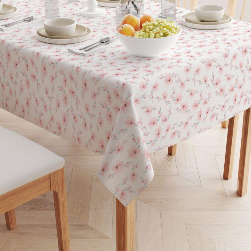 Square Tablecloth, 100% Cotton, 60x60 , Blooming Cherry Blossom - Image 2