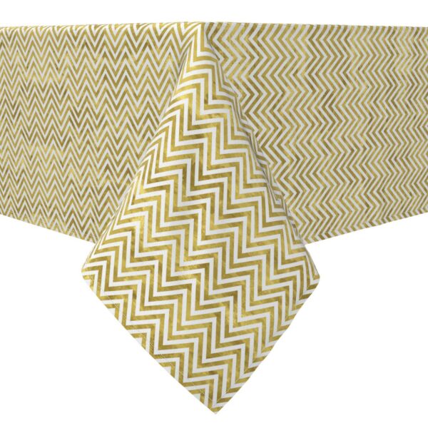 Square Tablecloth, 100% Cotton, 60x60 , Golden Chevron