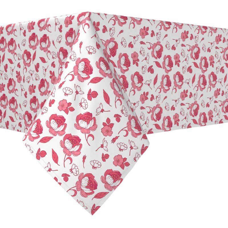 Square Tablecloth, 100% Polyester, 60x60 , Pink Floral Design