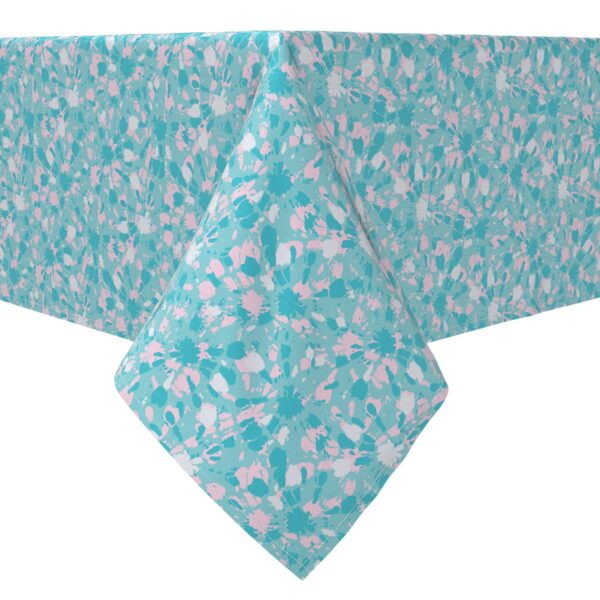 Square Tablecloth, 100% Cotton, 60x60 , Pink Aqua Tie Dye