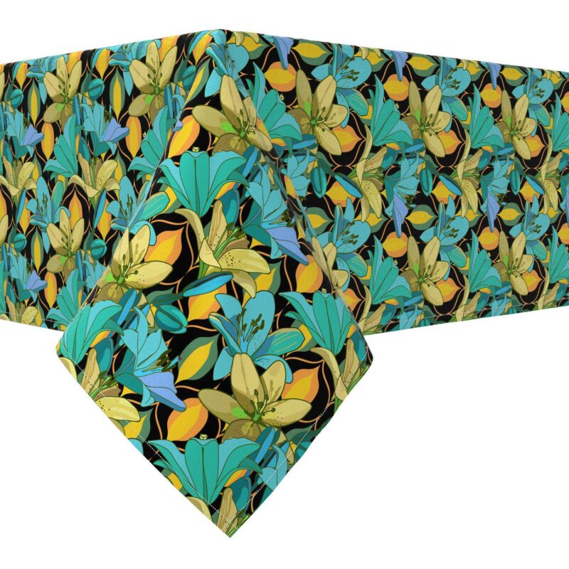 Square Tablecloth, 100% Cotton, 52x52 , Floral 90