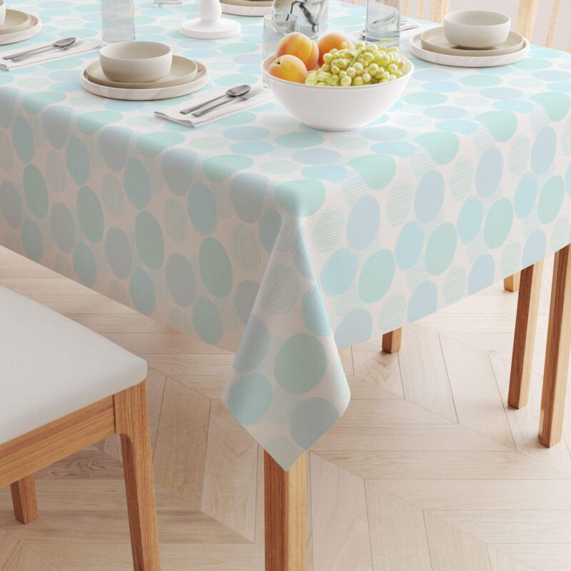 Square Tablecloth, 100% Polyester, 70x70 , Blue Polka Dot Scribble - Image 2