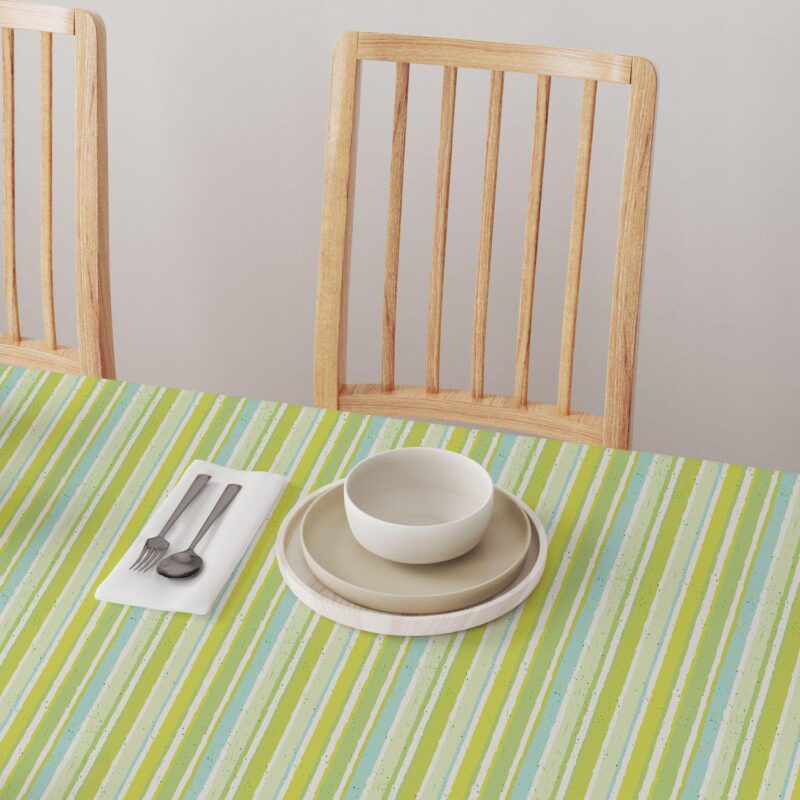 Square Tablecloth, 100% Polyester, 70x70 , Green Stripes and Ink Splatter - Image 4