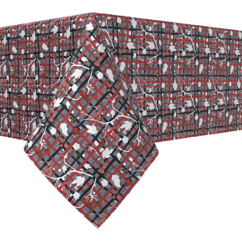Square Tablecloth, 100% Polyester, 70x70 , Red Beautiful Berry Weave