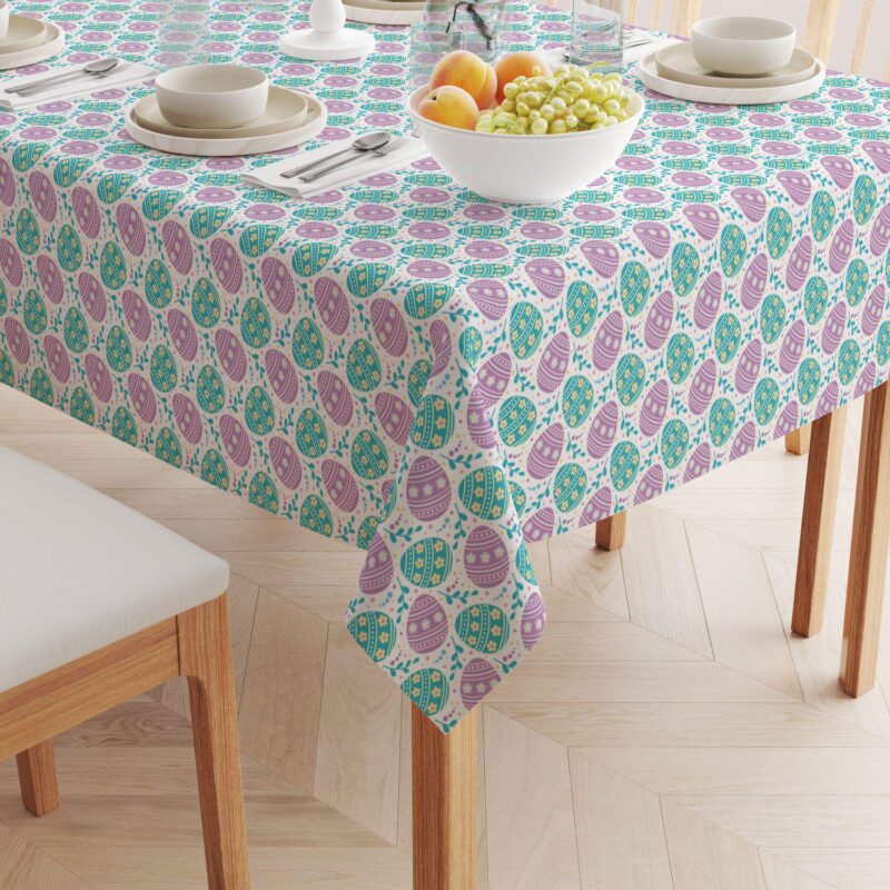 Square Tablecloth, 100% Cotton, 60x60 , Daisy Doodle Easter Eggs - Image 2