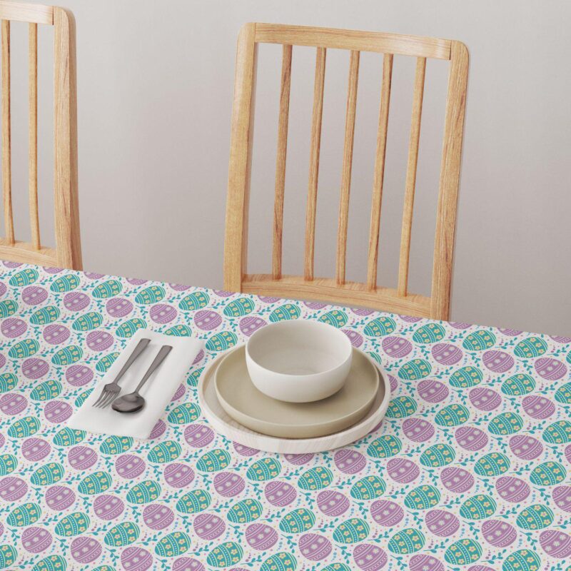 Square Tablecloth, 100% Cotton, 60x60 , Daisy Doodle Easter Eggs - Image 4
