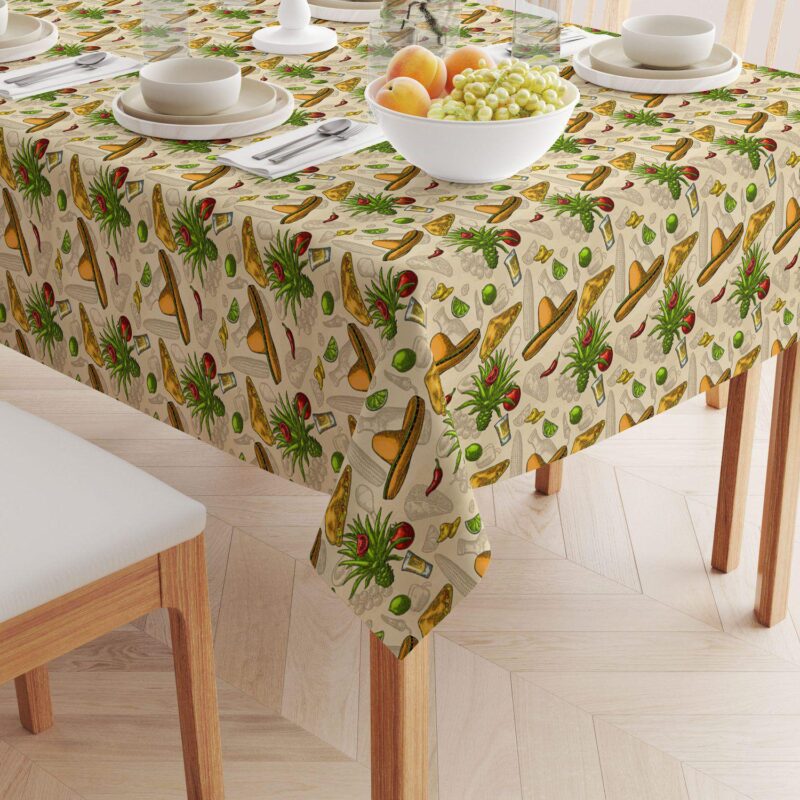 Square Tablecloth, 100% Cotton, 60x60 , Fiesta Time - Image 2