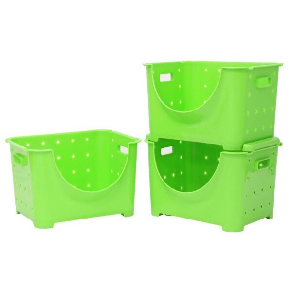 Stackable Plastic Storage Container, Set Of 3