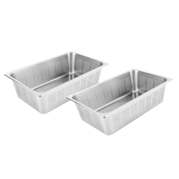 Stainless Steel Full Size Perforated 6  Deep Food Pan 2PCS