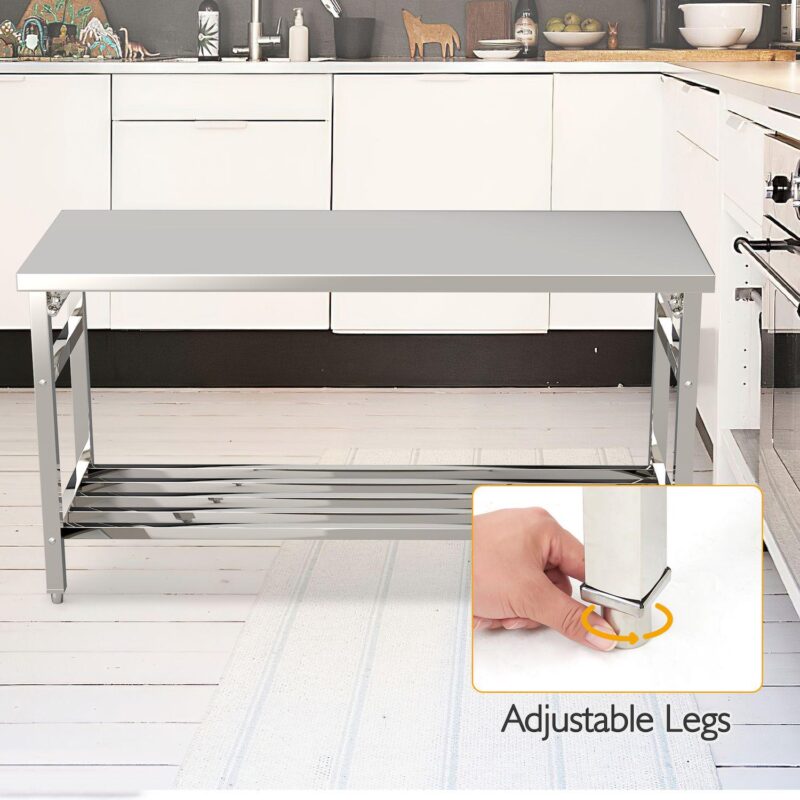 Stainless Steel Table, 24 x 60 Inches Folding Heavy Duty Table for Kitchen - Image 4