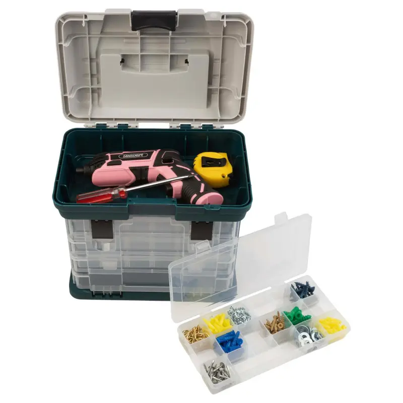 Stalwart Lightweight Portability Tool Boxes and Organizers, Polypropylene Gray - Image 4