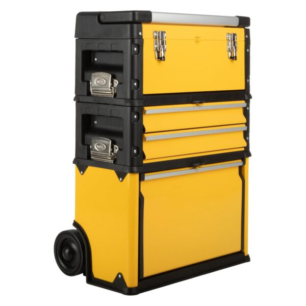 Stalwart Rolling Tool Box with Wheels - Stackable Tool Organizer, Yellow