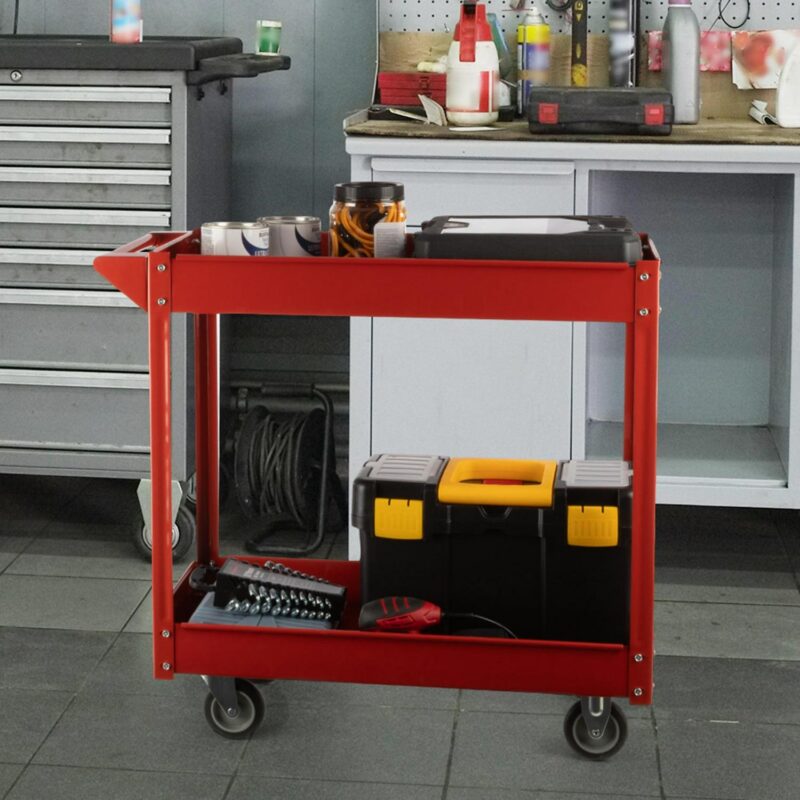 Stalwart Tool Cart - 2-Tier 330lb Capacity Rolling Utility Cart with Wheels - Image 8