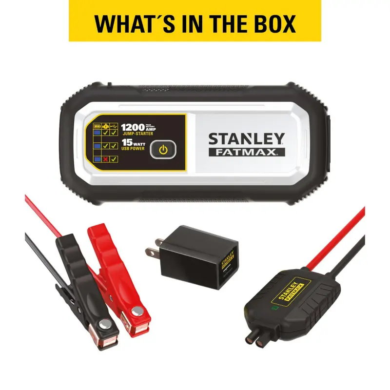 Stanley FatMax 1200A, Lithium Jump Starter with 15 Watt USB-A and USB-C Power, Includes clamps - Image 5
