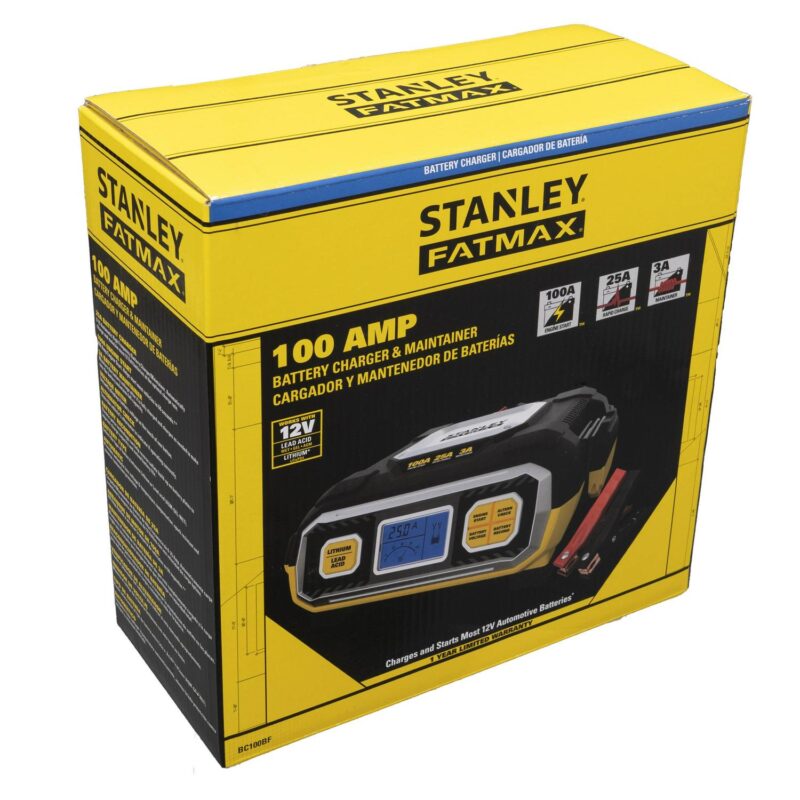 Stanley FatMax BC100BF 100 Amp Battery Charger and Maintainer For Lead Acid and Lithium Batteries, New - Image 2