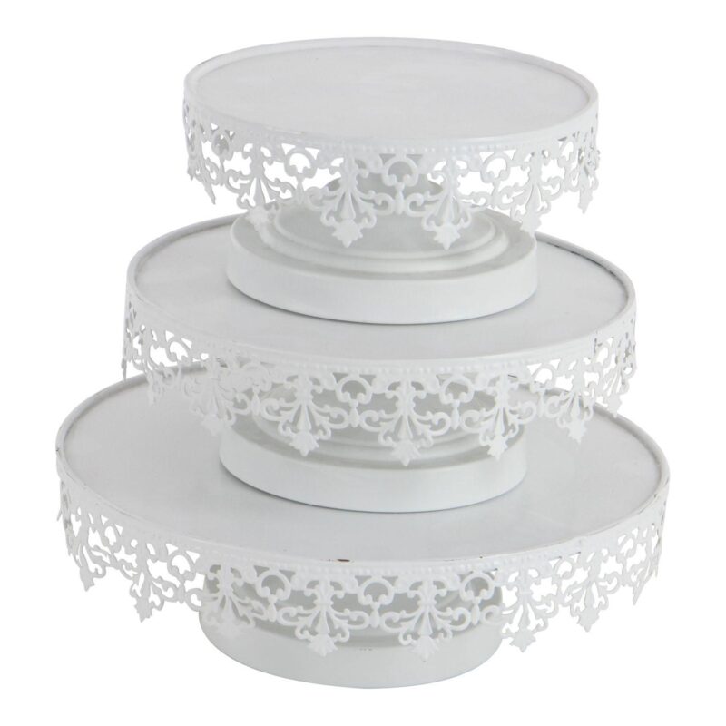 Stella and Eve Round White Decorative Stand Table Decor 3-piece Set - Image 3