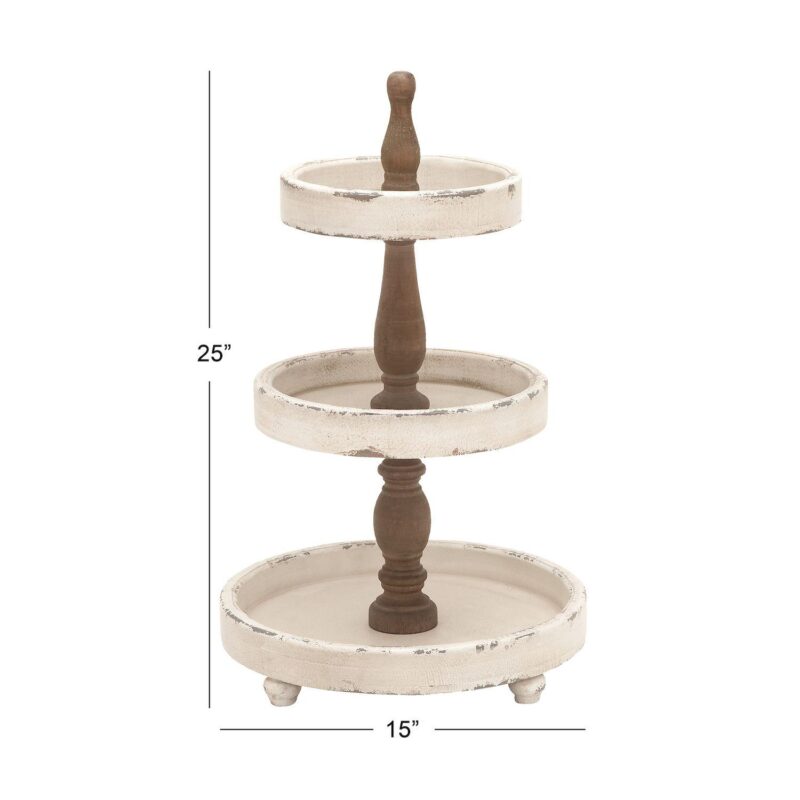 Stella and Eve White Wood Tiered Server - Image 5