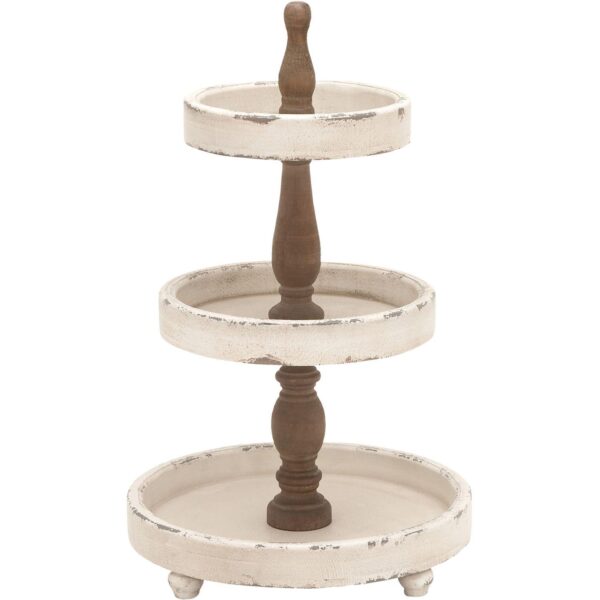 Stella and Eve White Wood Tiered Server