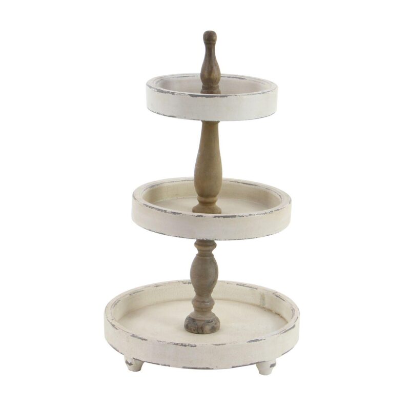 Stella and Eve White Wood Tiered Server - Image 3