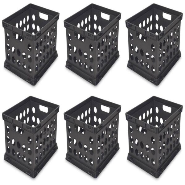 Sterilite Stackable Sturdy Storage Crate Organizer Bins with Handles, 6 Pack