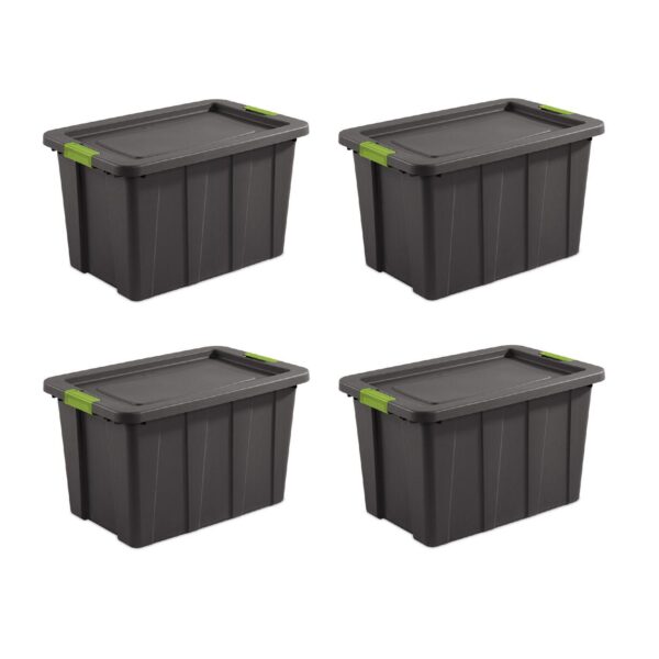 Sterilite Tuff1 Latching 30 Gal Plastic Storage Tote Container and Lid (4 Pack)