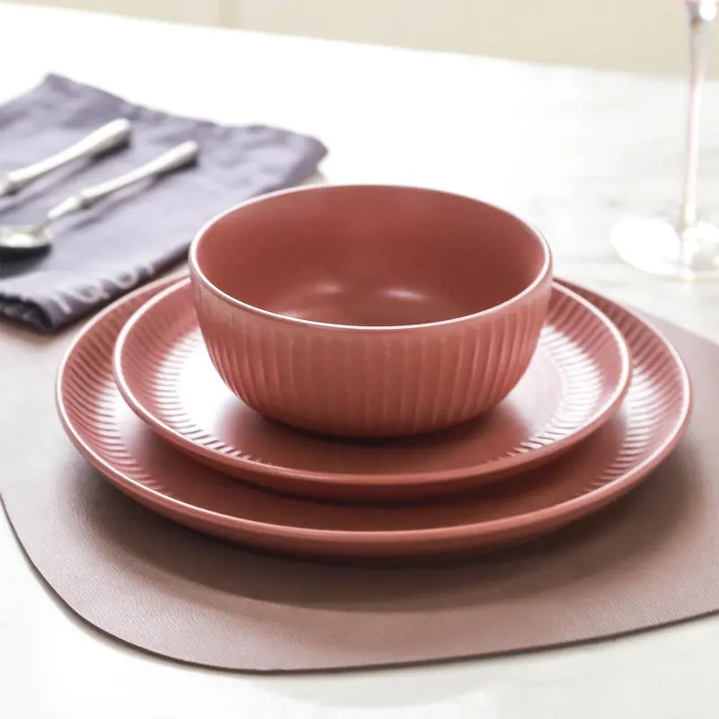 Stone Lain Logan 12-Piece Dinnerware Set Stoneware, Terracotta - Image 6