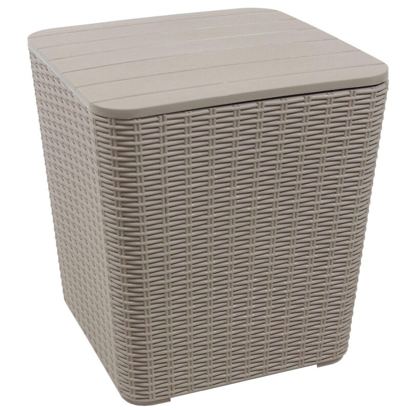 Sunnydaze 11.5 gal Faux Rattan Outdoor Storage Box - Driftwood - Image 6