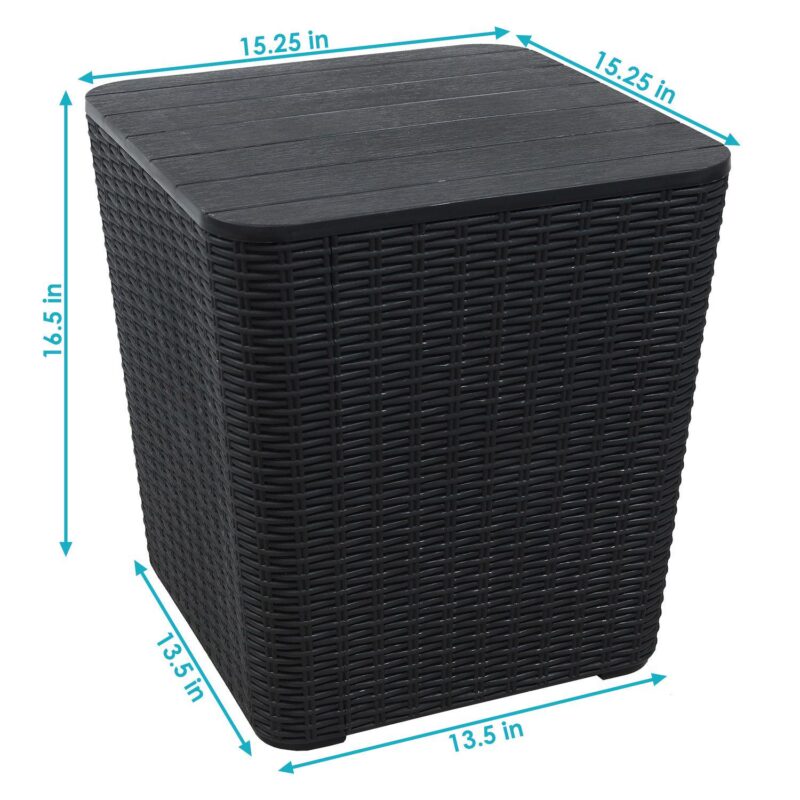 Sunnydaze 11.5 gal Faux Rattan Outdoor Storage Box - Driftwood - Image 4