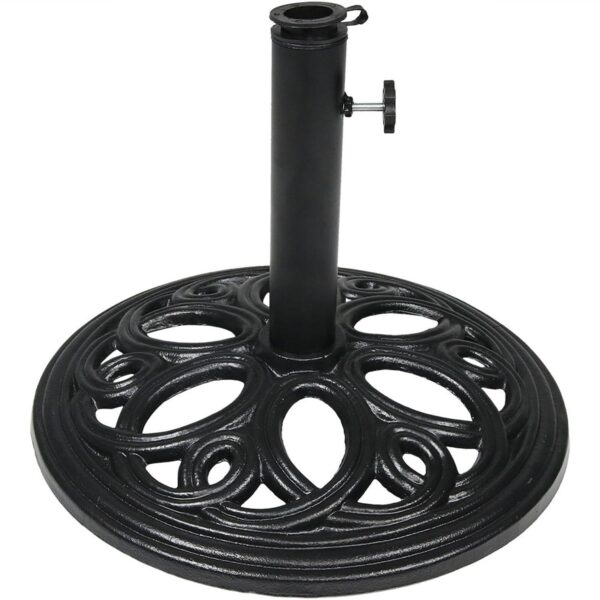 Sunnydaze 18 in Decorative Cast Iron Round Patio Umbrella Base - Black