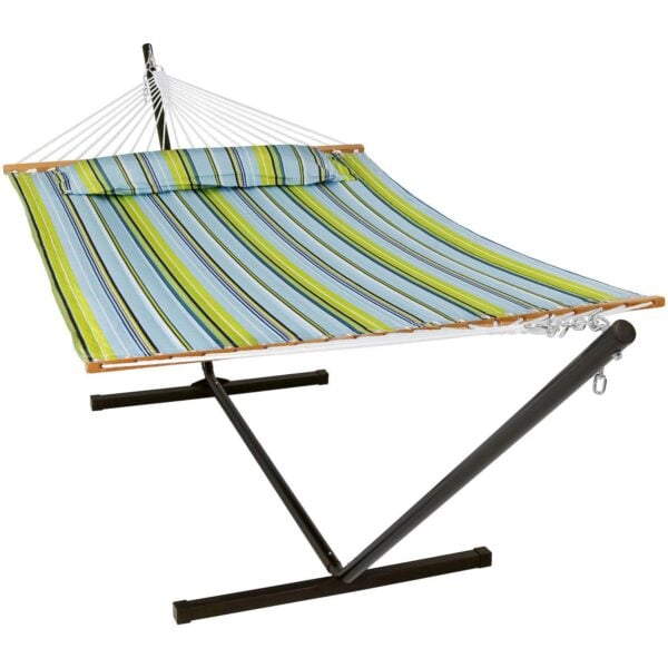 Sunnydaze 2-person Double Quilted Hammock With 12' Stand