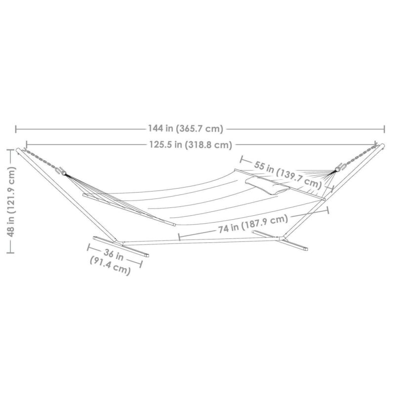 Sunnydaze 2-person Double Quilted Hammock With 12' Stand - Image 4