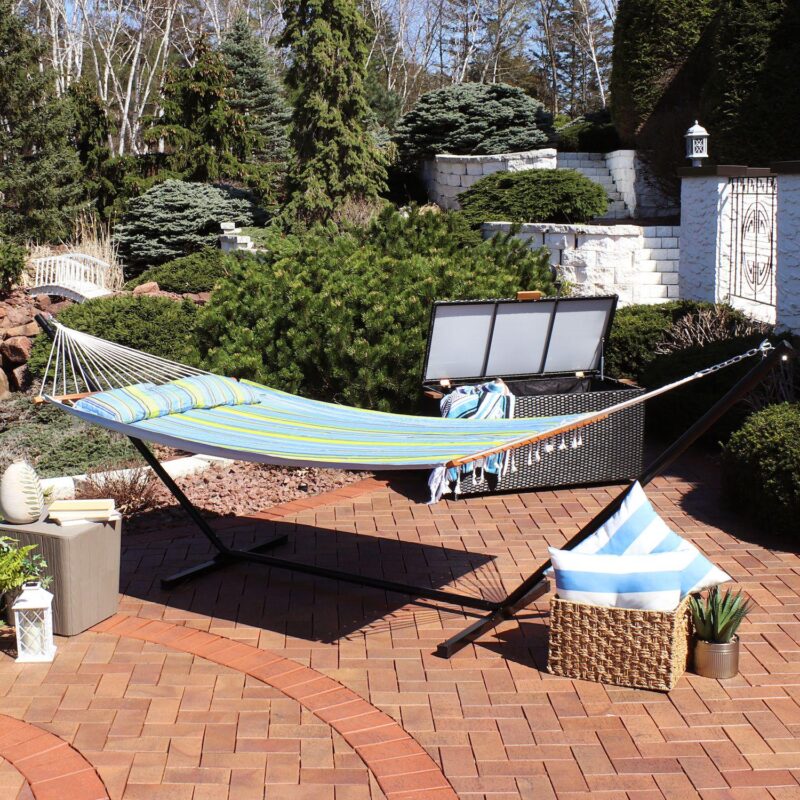 Sunnydaze 2-person Double Quilted Hammock With 12' Stand - Image 2