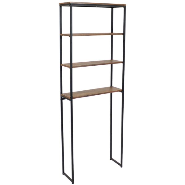 Sunnydaze 4-Tier Industrial Over-the-Toilet Storage Shelf - Teak