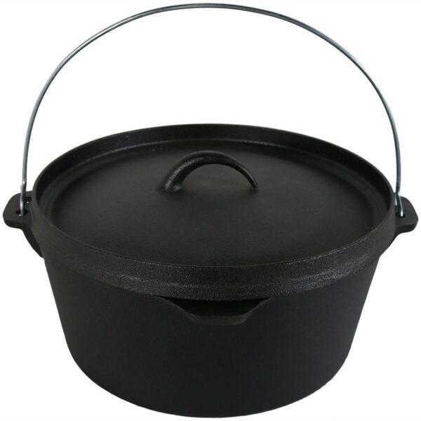 Sunnydaze Cast Iron 8-Quart Deep Dutch Oven Pre Seasoned - 12-Inch