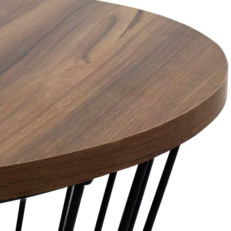 Sunnydaze Wire Pedestal End Table With Faux Wood Tabletop - Image 5