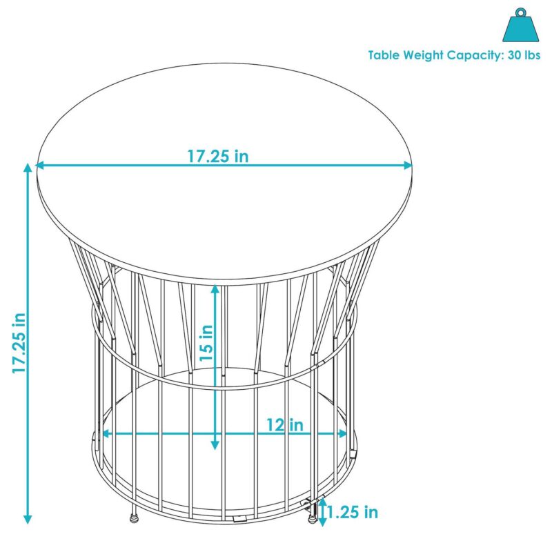 Sunnydaze Wire Pedestal End Table With Faux Wood Tabletop - Image 4