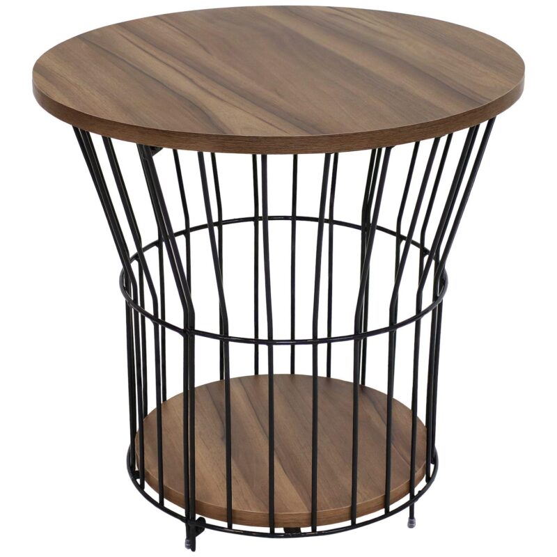 Sunnydaze Wire Pedestal End Table With Faux Wood Tabletop - Image 6