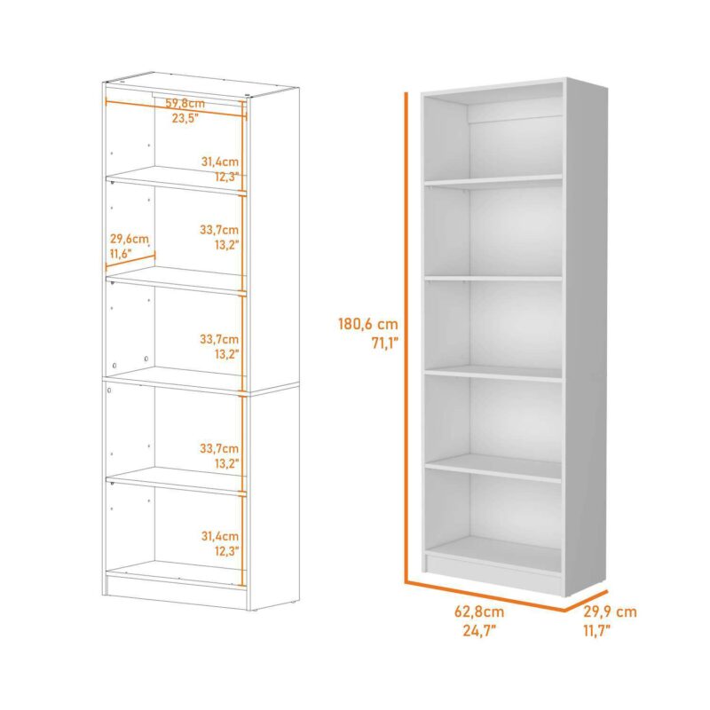 Sutton 4 Shelves Bookcase With Modern Storage Shelves - Image 3