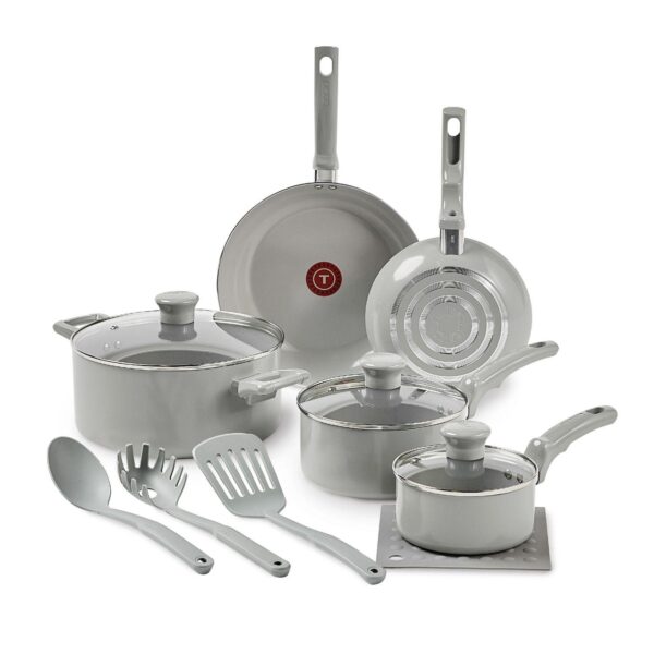 T-Fal Essentials 12-Piece Non-Stick Ceramic Pots and Pans Cookware Set