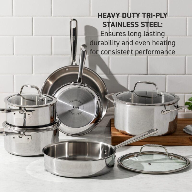 T-Fal Pro Tri-Ply Stainless Steel 3-qt. Saute Pan with Lid - Image 2