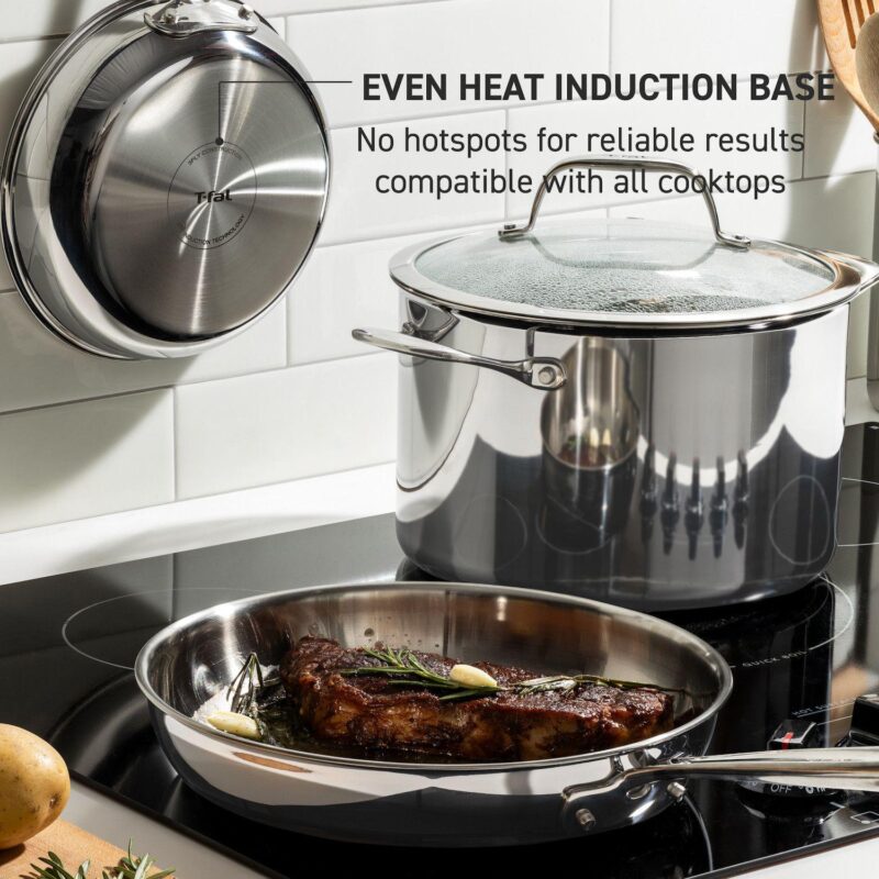 T-Fal Pro Tri-Ply Stainless Steel 3-qt. Saute Pan with Lid - Image 3
