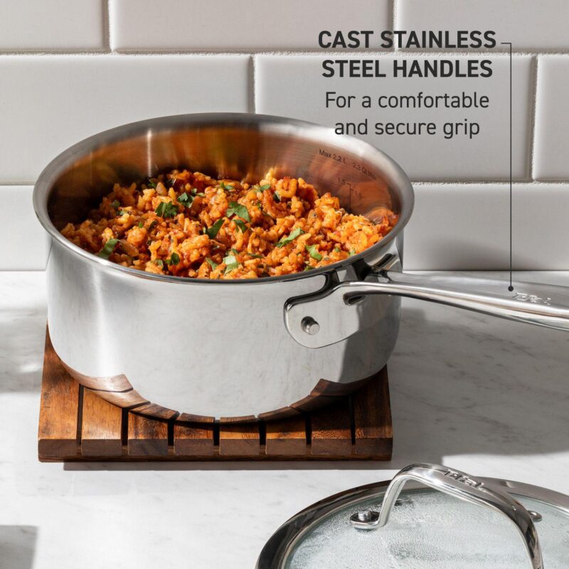 T-Fal Pro Tri-Ply Stainless Steel 3-qt. Saute Pan with Lid - Image 4
