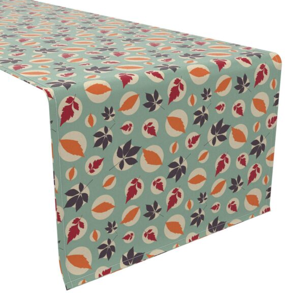 Table Runner, 100% Cotton, 16x108 , Leaves in Dots