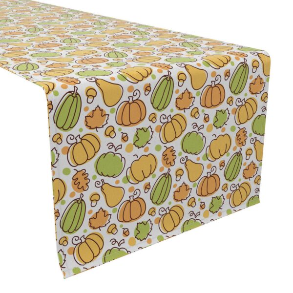 Table Runner, 100% Cotton, 16x108 , Fall Foliage and Dots