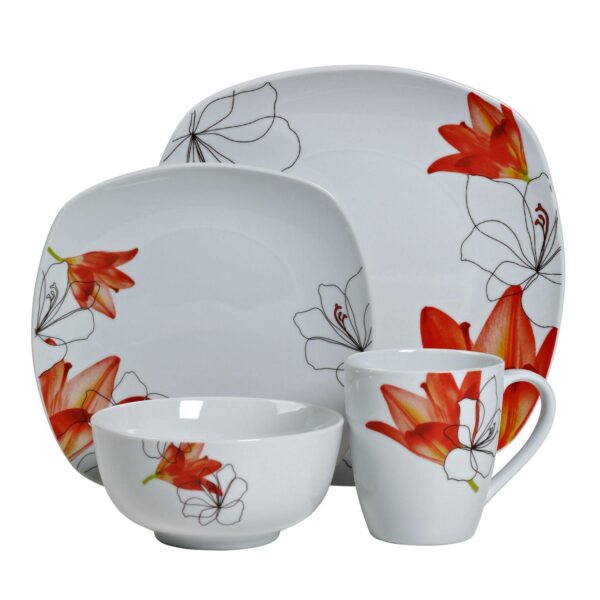 Tabletops Gallery Lily 16-pc. Square Dinnerware Set