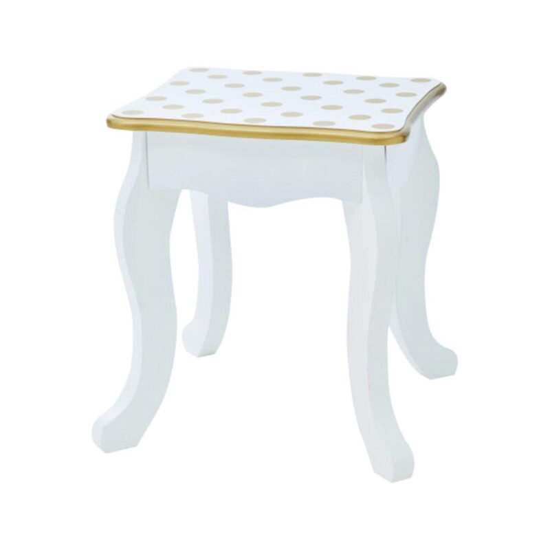 Teamson Kids White Polka Dot Play Vanity 2-piece Set - Image 5