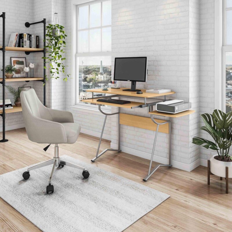 Techni Mobili Compact Computer Desk with Side Shelf and Keyboard Panel - Image 3