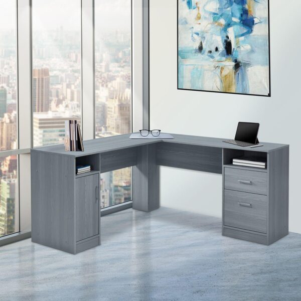 Techni Mobili Functional L-Shape Desk with Storage